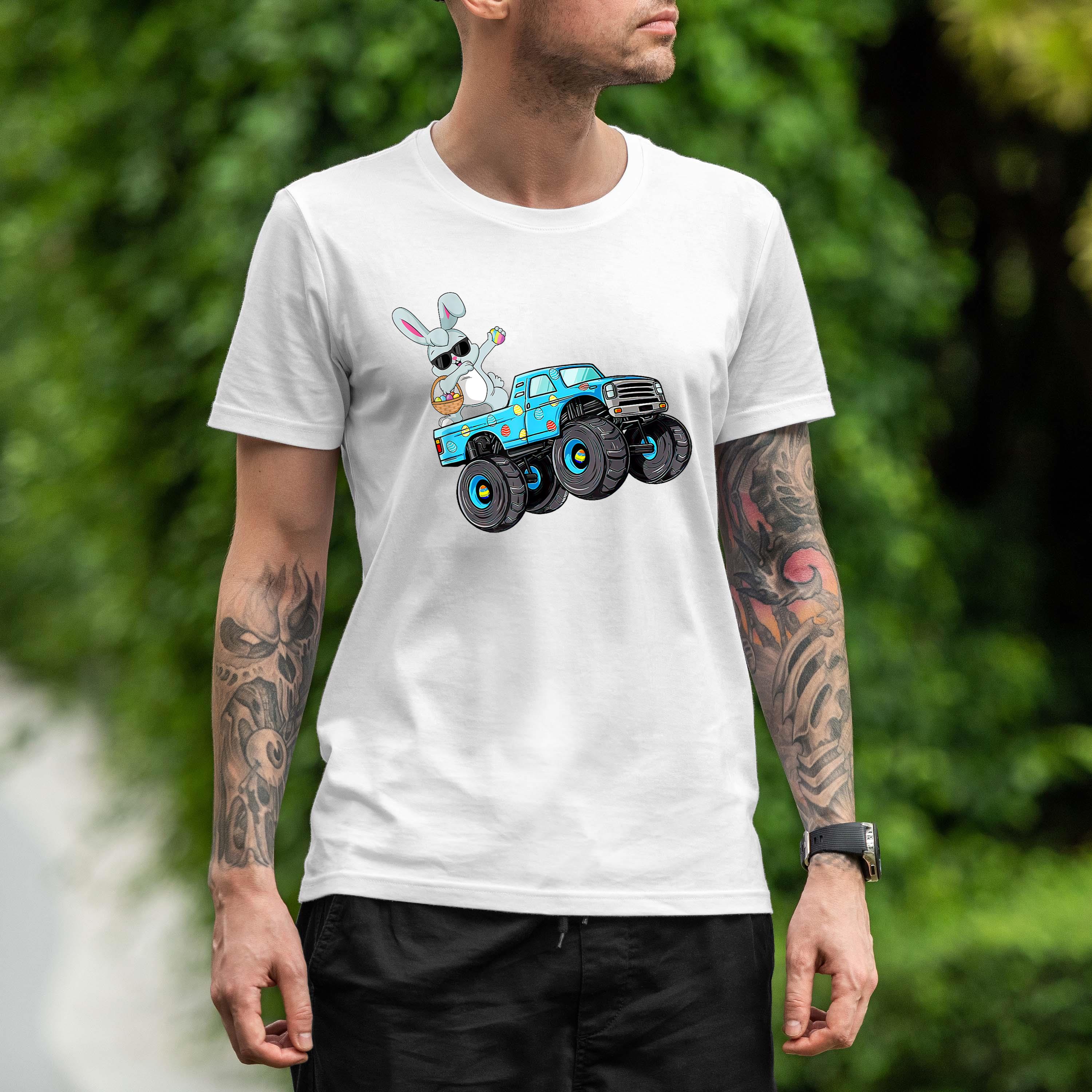 Dabbing Bunny Happy Easter Monster Truck Lovers Boys Kids Shirt 